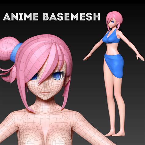 anime basemesh 3d model cgtrader