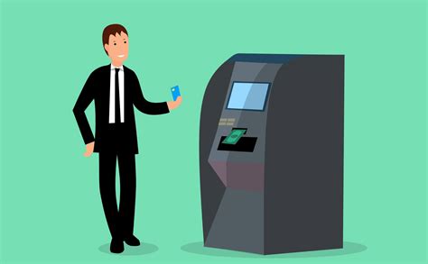 illustration  man withdraw money  atm machine
