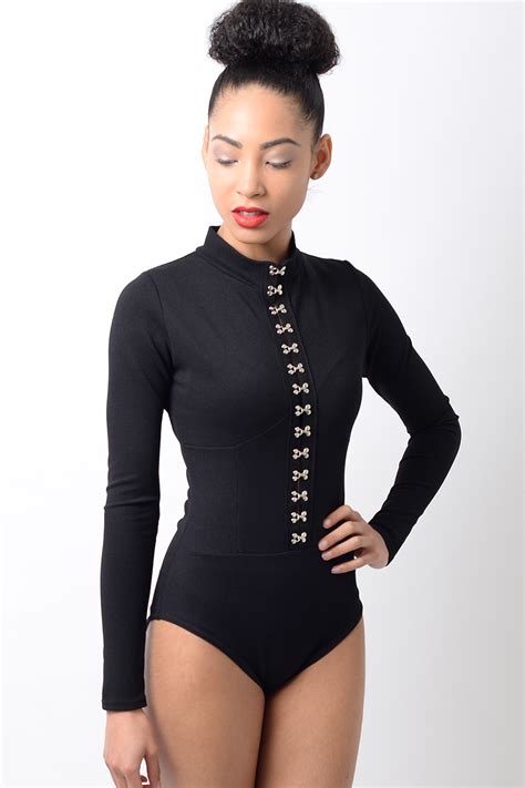 Stylish Long Sleeve Black Bodysuit Stylish Tops Bodysuits
