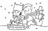 Coloring Pages Playing Printable Winter Sledding Print Snowman Mom Color Coloringtop sketch template