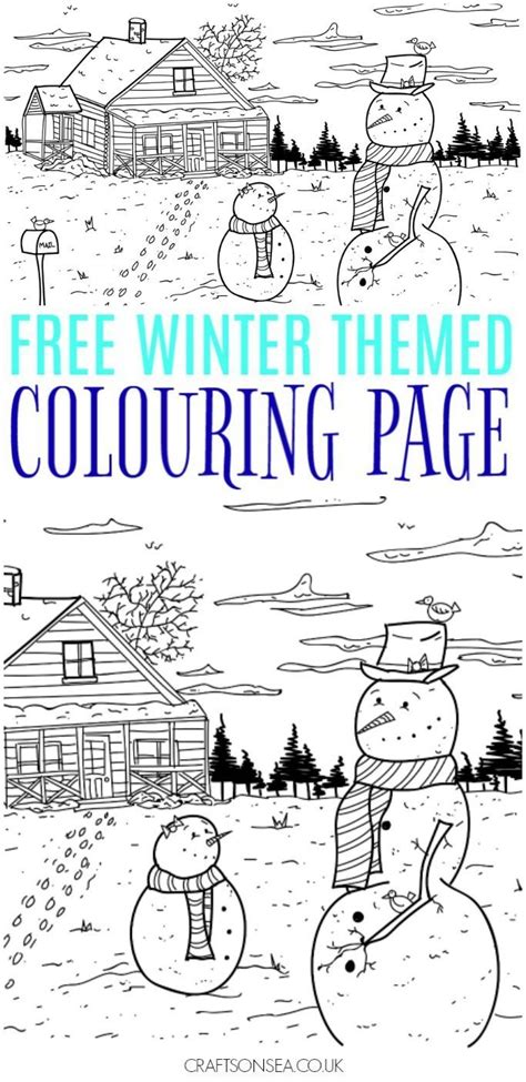 winter colouring page  perfect  adults  kids
