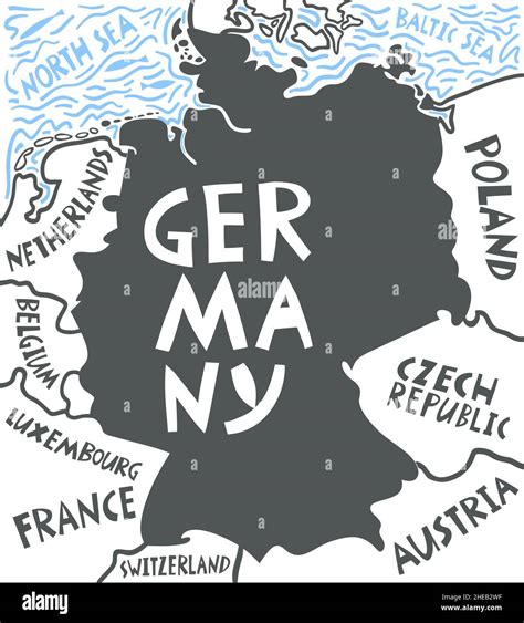 vektor handgezeichnete stilisierte karte der deutschen nachbarlaender