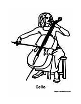 Cello Coloring Playing Girl Pages Music Template sketch template
