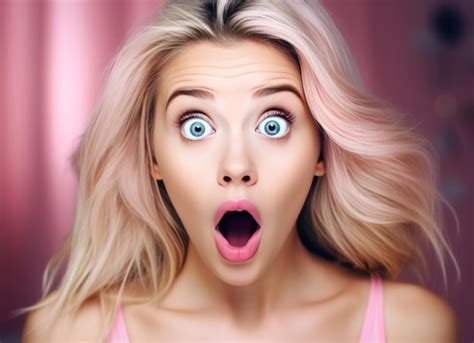 Premium Ai Image Beautiful Blonde Girl Surprise Shocked