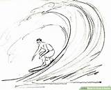 Surf Surfing Surfer sketch template