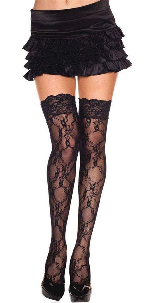 stay up black floral lace thigh highs women s thigh high stockings
