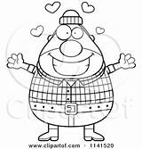 Lumberjack Chubby Hug Wanting Male Happy Clipart Cartoon Cory Thoman Outlined Coloring Vector sketch template