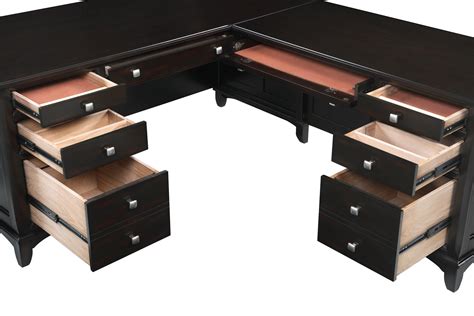 Garson 8 Drawer L Shaped Office Desk Cappuccino Quality Furniture At