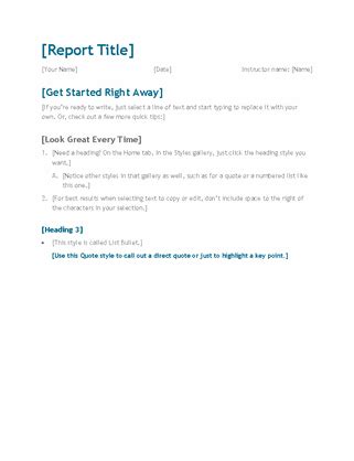 simple student report