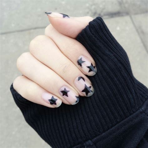 star nails inspired  mpnails black nail polish   bare nail
