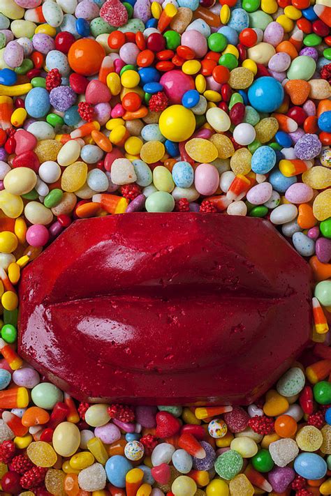 Red Lips With Candy Photograph By Garry Gay