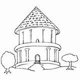 Coloring House Bungalow Round Pages Drawing Big Houses Trees Printable Beautiful Little Brick Drawings Busy Keep sketch template