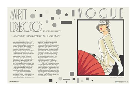 feather  lead designs recreated art deco image magazine  page spread
