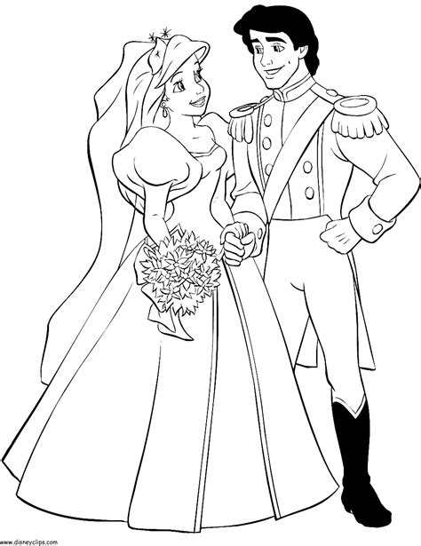 ariel  prince eric wedding coloring page mermaid coloring book