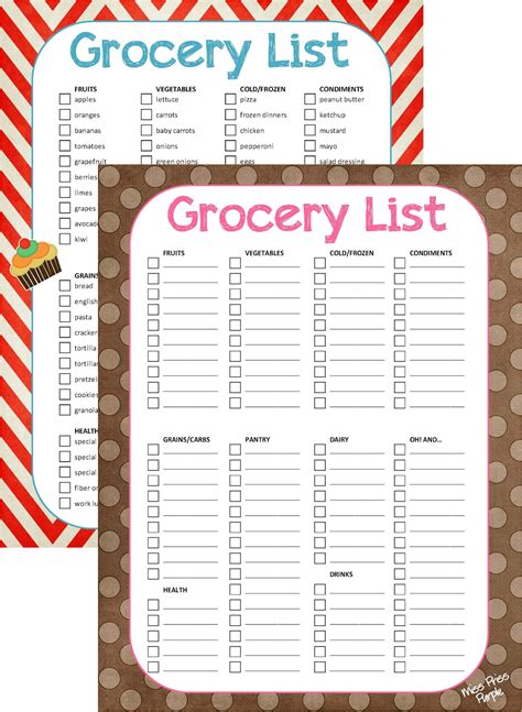 priss purple grocery list printable