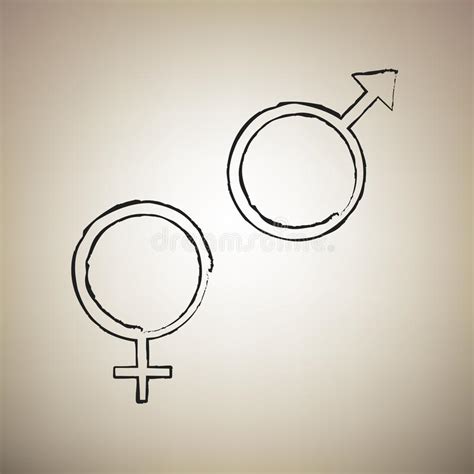 sex symbol sign vector brush drawed black icon at light brown stock