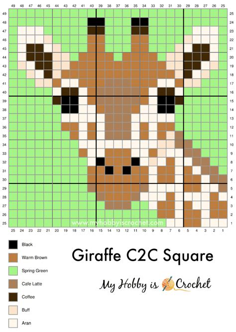 hobby  crochet  crochet pattern graph giraffe cc square
