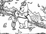 Coloring Pooh Winnie Autumn Piglet Wecoloringpage sketch template