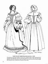 Coloring Pages Puritan Fashion Drawing Century Clothing Historical Color Fashions English Colouring Restoration Cavalier Period 16th Plates Costume Dress Drawings sketch template