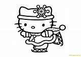 Kitty Hello Pages Christmas Celebrating Coloring Color sketch template