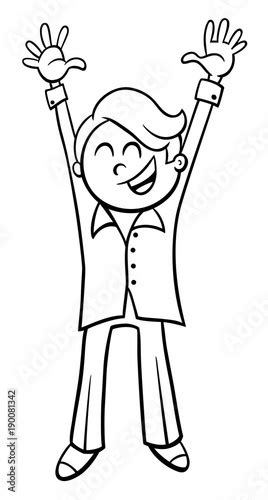 happy boy character cartoon coloring page stock image  royalty