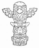 Totem Pole Coloring American Native Poles Drawing Pages Easy Craft Eagle Drawings Tattoo Template Printable Wolf Totems Animal Color Symbols sketch template