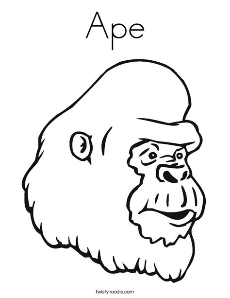 ape coloring page twisty noodle