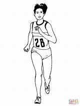 Coloring Running Marathon Woman Pages Athletics Printable sketch template