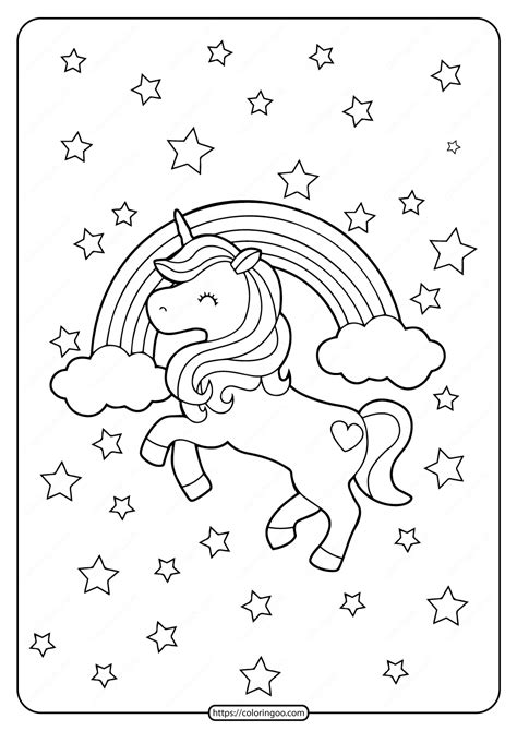 printable unicorn rainbow  stars coloring page donut coloring page