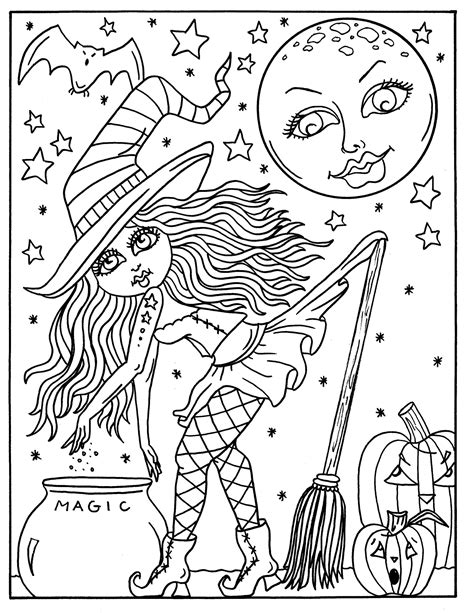 hocus pocus witches printable coloring pages  adults halloween fun