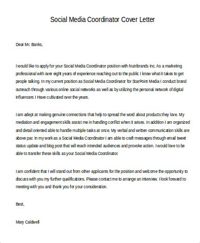social media cover letter templates  ms word