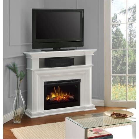 bowery hill corner tv stand  electric fireplace  white bh