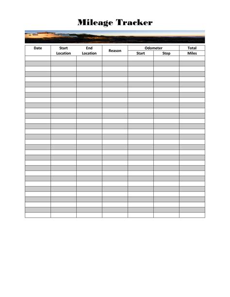 printable mileage log templates  templatelab