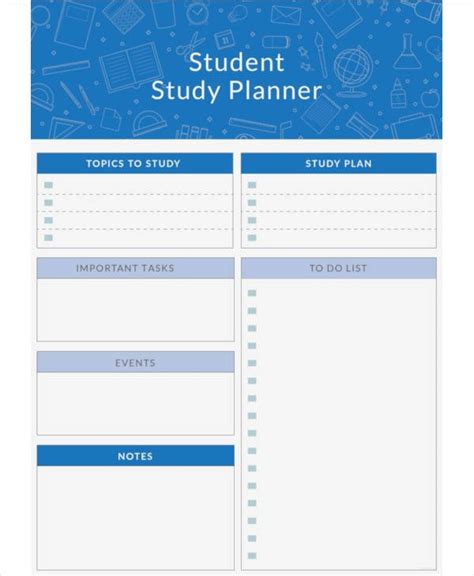 study planner templates  examples