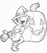 Anime Coloring Pages Halloween Getcolorings Color Printable Witch Print sketch template