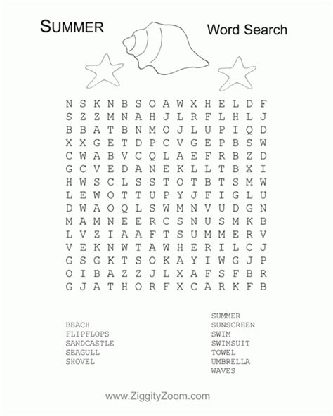 summer wordsearch printable summer words word search  summer