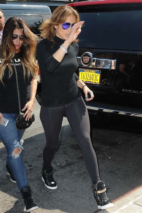 Jennifer Lopez Showing Round Ass In A Black Tights While Out In Nyc