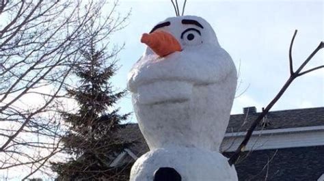 giant snowman of olaf from frozen stuns community outside montreal