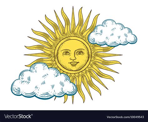 sun  face engraving style royalty  vector image