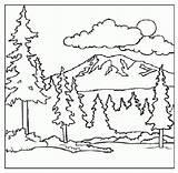 Coloring Mountain Pages Mountains Printable Scenery Children Smoky Adult Color Kids Forest Landscape Print Colouring Scene Sheets Book Clipart Nature sketch template