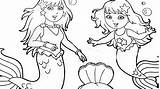 Dora Mermaid Coloring Pages Explorer Kids Kingdom Book Getdrawings sketch template