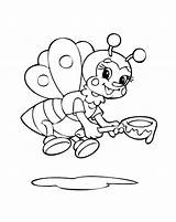 Coloring Bee Pages Cute Bumble Animals Print sketch template