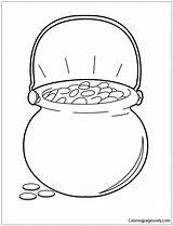Pot Gold Pages Coloring Cauldron Patricks Adults St Kids sketch template