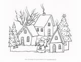 Winter Coloring Scene Pages Scenes Colouring Kids Print Christmas Printable Color Scenery Sheets Allkidsnetwork Drawing Choose Board sketch template