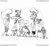 Cartoon People Group Socializing Clip Outline Illustration Royalty Toonaday Rf Ron Leishman Clipart sketch template