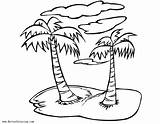 Palm Tree Coloring Beach Pages Summer Printable Kids Adults Color sketch template