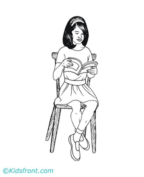 girl reading  book coloring pages printable