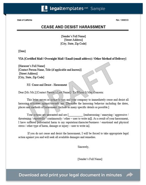 cease  desist letter  examples format sample examples