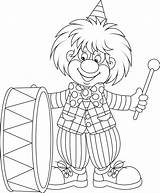 Coloring Pages Drumming Clown Fotosearch sketch template