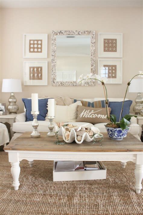 blue  white living room  dining room starfish cottage